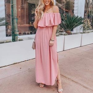 Pink off shoulder dress